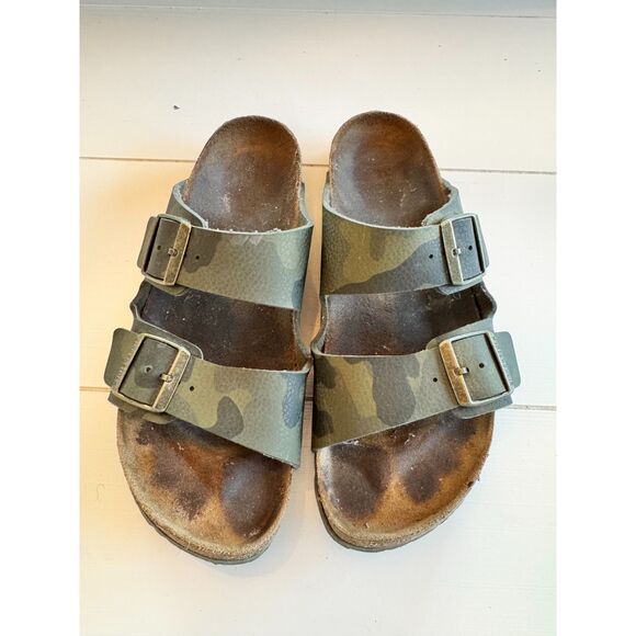 Birkenstock Arizona Camo Sandals Women’s Size 10 Double Strap Cork Footbed - Picture 4 of 6